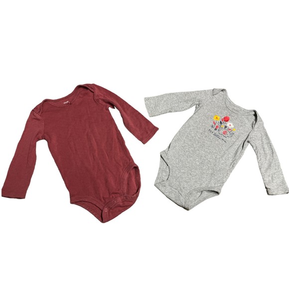 Just One You By Carters Baby Girl 2Pack Size 12M Grey/Maroon Comfy - Picture 7 of 7